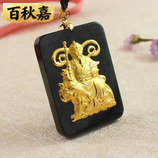 金镶玉财神爷吊坠男女款和田玉镶嵌玉吊坠书 款式一